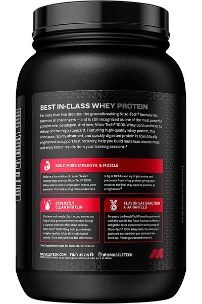 MUSCLETECH Nitro Tech 100% Whey Gold Double Rich Chocolate Protein Powder 2 lb
