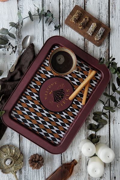 EVLE Ee169-t8 Circus Patterned Rectangular Tray 32x43 Cm