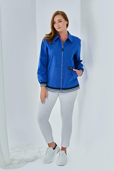 DE WHITES Oversized Zipper Detail Kangaroo Pocket Jacket