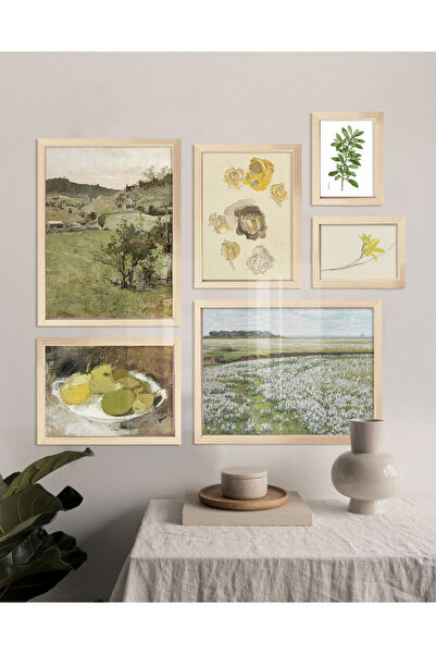 Vetro Design Doğada Sarı ve Yeşilin Ahengi Çerçeveli Tablo Set