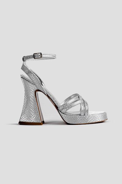 Lal Shoes & Bags Pantofi cu toc pentru femei Julia Cross Thin Band-argintiu