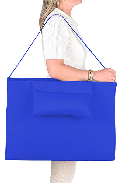 Bysay Taşınabilir Katlanır Çanta Şezlong Minderi Yastıklı Minder (Mavi)