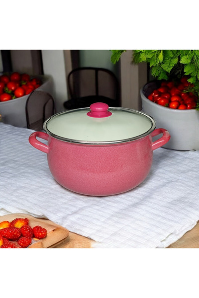 qussine Enamel Yogurt Pot Curved Pot 24cm 5 Liter Red