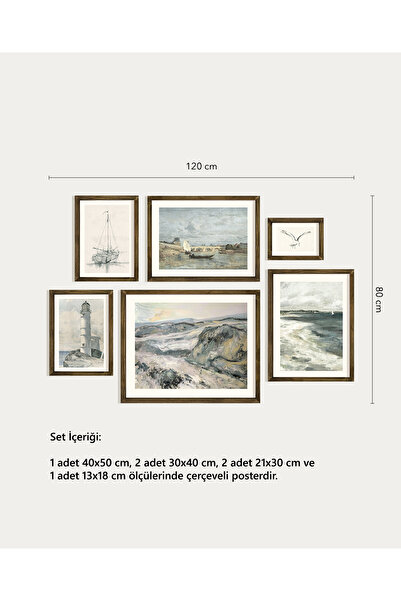 Vetro Design Deniz ve Doğa Çerçeveli Tablo Set