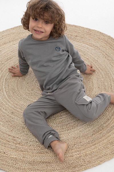 Little Gusto Kids Gray Organic Cotton Jogger Pants
