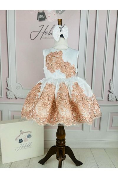 Hobidik Φόρεμα γενεθλίων Baby Kids Γαλλική Δαντελένια Μπάλα Φόρεμα