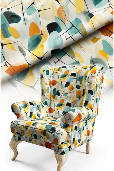 CANİLA Abstract Modern Patterned Digital Printed Upholstery Sofa Fabric