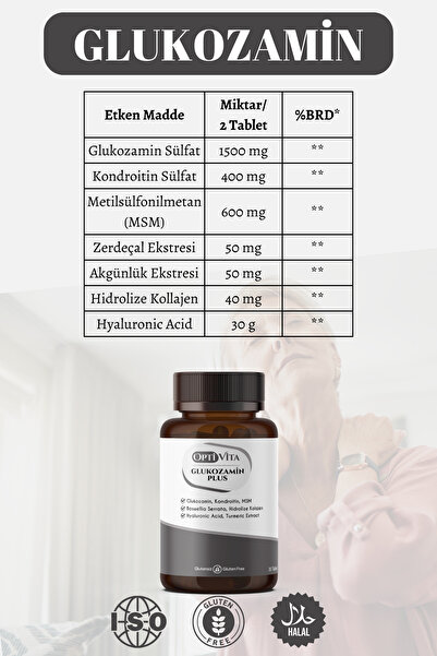 Optivita Glukozamin Plus 30 Tablet 1500 mg Glucosamine Chondroitin MSM Collagen Glukozamin Konroitin MSM