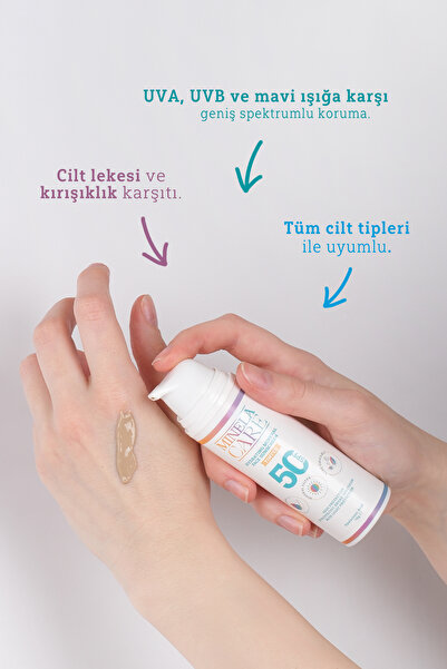 Minela Care Hyalüronik Asitli Organik Mineral Filtreli Renkli Yüksek Uv Korumalı Yüz Güneş Kremi Spf 50 70gr