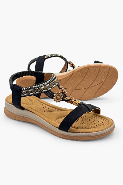 CARLA BELLA Sandale de damă Snur de frânghie Stone Fashion Sandale de damă Negru