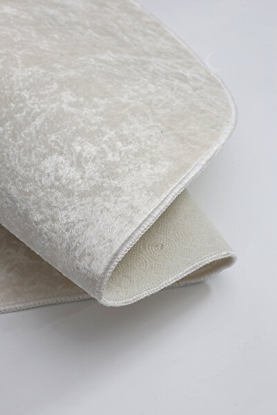 Dijidekor Janjanlı Στρογγυλό χαλί Ανοιχτό κρεμ χαλί μπάνιου με δυνατότητα σκουπίσματος 120X120