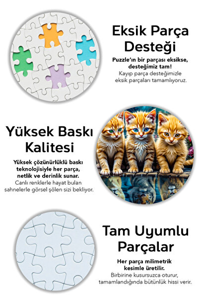Meleni Toys 1000 Parça Little Kings Illusions Puzzle - Aslan Kral Kedi Yapboz 68x48 Cm
