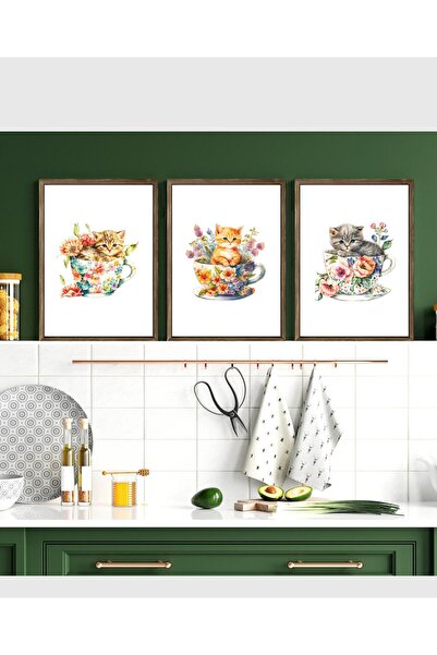 Vetro Design Set de pictură în cadru pentru bucătărie și balcon - Pisici într...