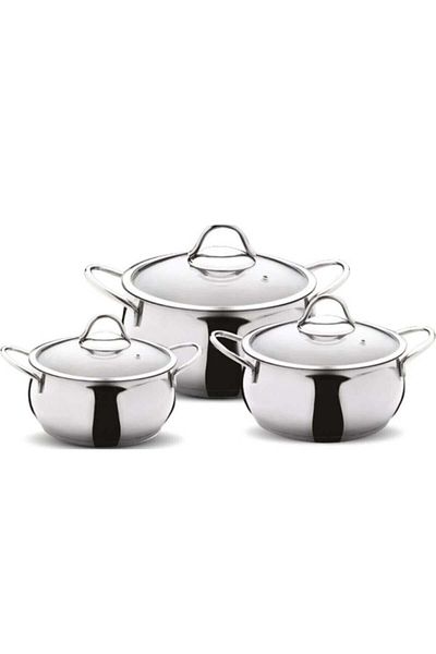 Hanedan Azra Cemre 6 Piece Midi Stainless Steel Cookware Set with Induction Base