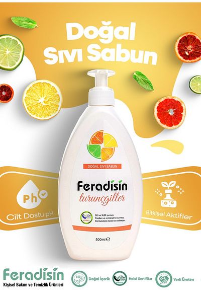 Feradisin Liquid Hand Soap "orange" 500 MlGmdes Halal Certified