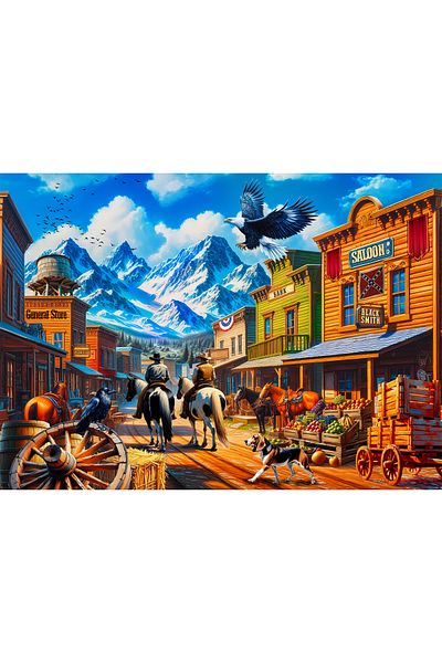 Meleni Toys 1000 Piece Legends of the Wild West Puzzle - Wild West Town Puzzle 68X48 cm