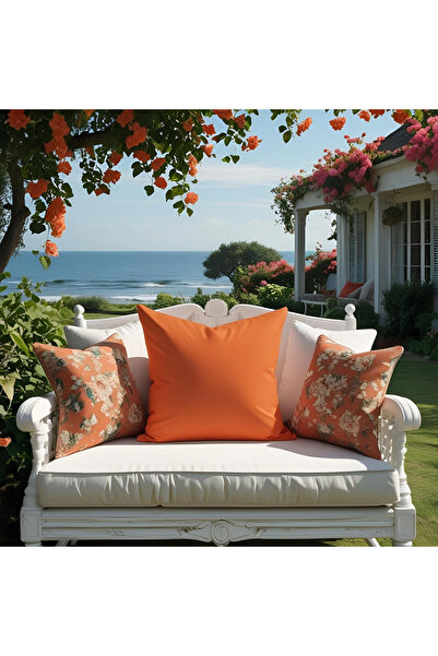 Bc Home Turuncu Dekoratif Kırlent Kılıfı Düz Sade Yumuşak Dokulu Kadife Görün...