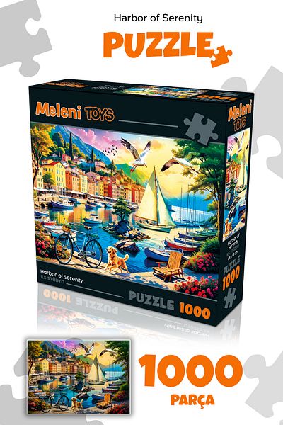 Meleni Toys 1000 Piece Harbor of Serenity Puzzle - Puzzle with Calmness and Sailboat View in the Harbor 68X48 cm