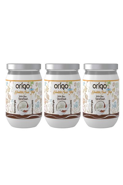 Origo 990ml Coconut Oil 3 Pieces X 330ml | |   Glass Jar | |   Food Grade | |   Cold Press