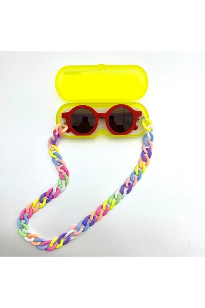 MACERATİ 0-8 Years Old Cool Child Set of 3 Sunglasses, Glasses Case and Glasses Chain