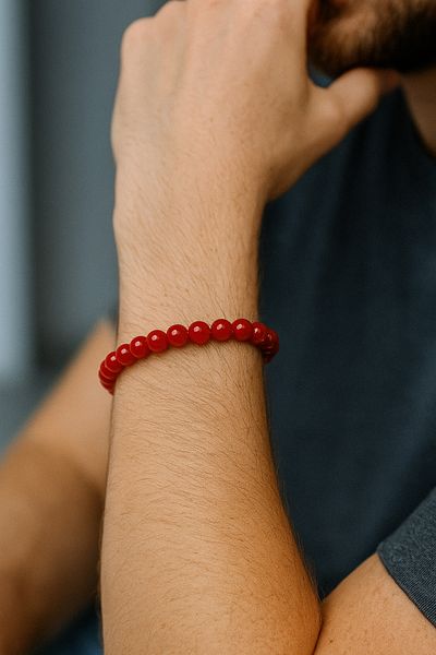 Safnaturel Igsl Certified Red Agate 8 mm Natural Stone Bracelet