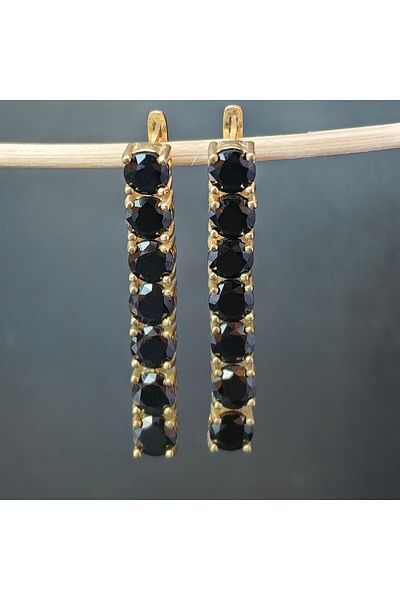argint 925 Cercei Pietre Negru