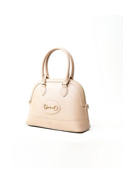 AMICA Evita Women’s Dome Shaped Satchel Mushroom Beige Handbag With Detachable Shoulder Strap