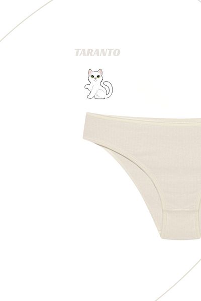 MİSTİRİK Slip din bumbac elastic cu nervuri model Taranto Culoare Ecru