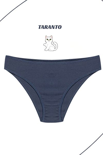 MİSTİRİK Slip din bumbac elastic cu nervuri model Taranto Culoare Albastru