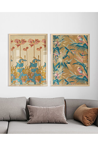 Vetro Design Set de pictură înrămată cu flori și texturi tropicale