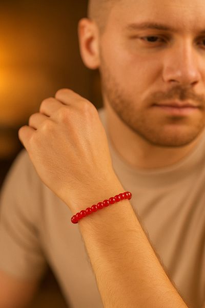 Safnaturel Igsl Certified Red Agate 6 mm Natural Stone Bracelet