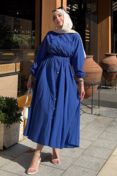 Tesettür Diyarı فستان نسائي أزرق حجاب رابالين