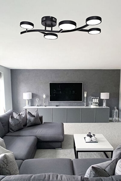 Fer Avize Avize Leyla Ledli Dekoratif Modern Enerji Tasarruflu 5Li Led 3 Renk Işık Oturma Odası  Salon Mutfak