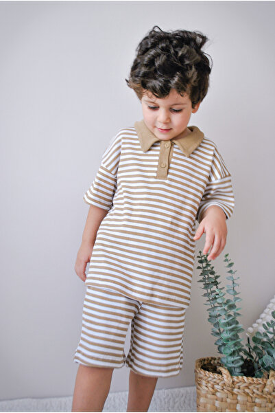 MiaBaby Unisex Camisole 100% Cotton Striped Double Suit