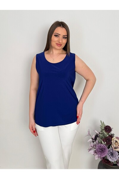 DE WHITES Plus Size U-Necklace Sleeveless Viscos Bluz