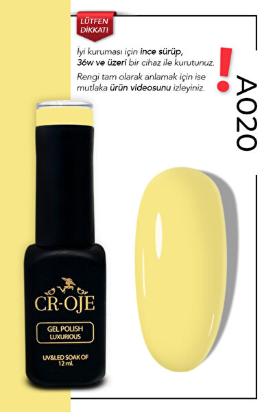 CROJE KALICI OJE Kalıcı Oje A020- Butter Yellow (tereyağı sarısı) Sarı (12 ML.)
