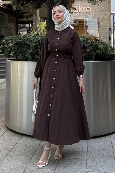 Tesettür Diyarı Γυναικείο φόρεμα Hijab Rapalin Brown