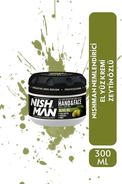 NISHMAN Olive Extract Shea Butter Supported Hand Face Skin Care Cream - 300 ml