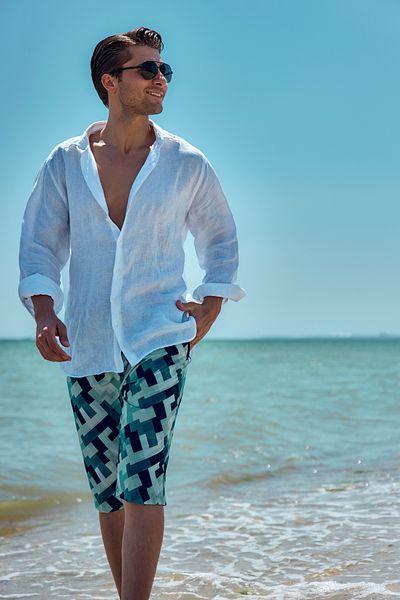 Remsa Mayo Ανδρικό μαγιό Remsa Pool Sea Long Capri RK003 Μπλε