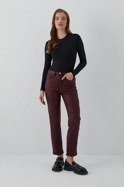MARKALİSTE Leather Look Lycra Trousers Claret Red