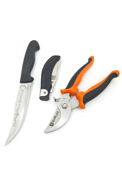 SürLaz Vineyard Garden Tree Branch Pruning Shears Cutting Trimming Shears Pocket Pocket Knife Set of 3