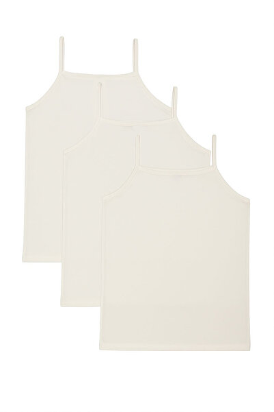 Sensu Girl's Cotton Thin Thread Strap 3-Piece Undershirt