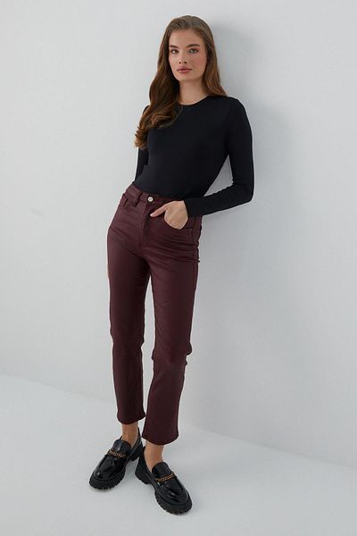 MARKALİSTE Leather Look Lycra Trousers Claret Red