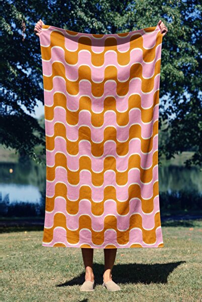 ASDİVA منشفة الشاطئ ذات الطباعة الرقمية بنمط موجة ريترو 75 × 150