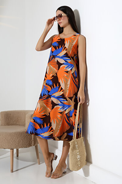 LİKAPA Φόρεμα βισκόζης με καλοκαιρινό λουράκι Likapa 2691