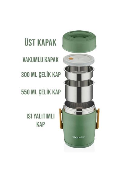 Vagonlife Δοχείο τροφίμων |   Κουτί μεσημεριανού μονό Hazelneli δύο θέσεων VagonLife Steel 1600 ML