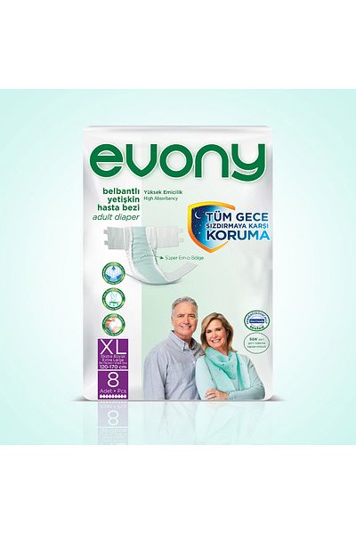 Evony Adult Diapers X-large 8 Pieces
