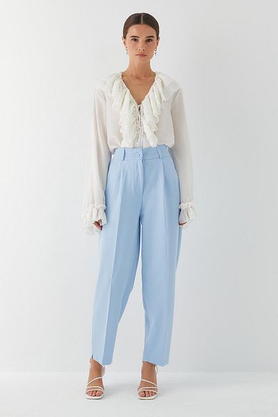MARKALİSTE Pocket Detailed Straight Cut Trousers Baby Blue