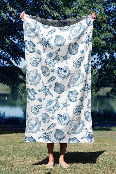 ASDİVA Seashell Pattern Digital Printed Beach Towel 75X150