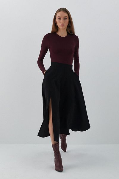 MARKALİSTE Fustă midi Slit Negru